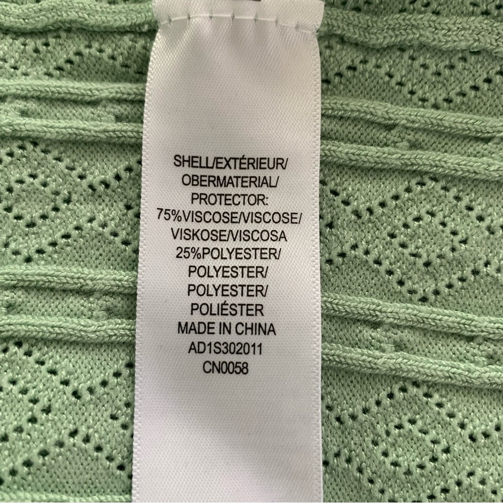 Adrianna Papell M Short Sleeve Mint Green Pastel Pointelle Knit Top - Picture 7 of 8